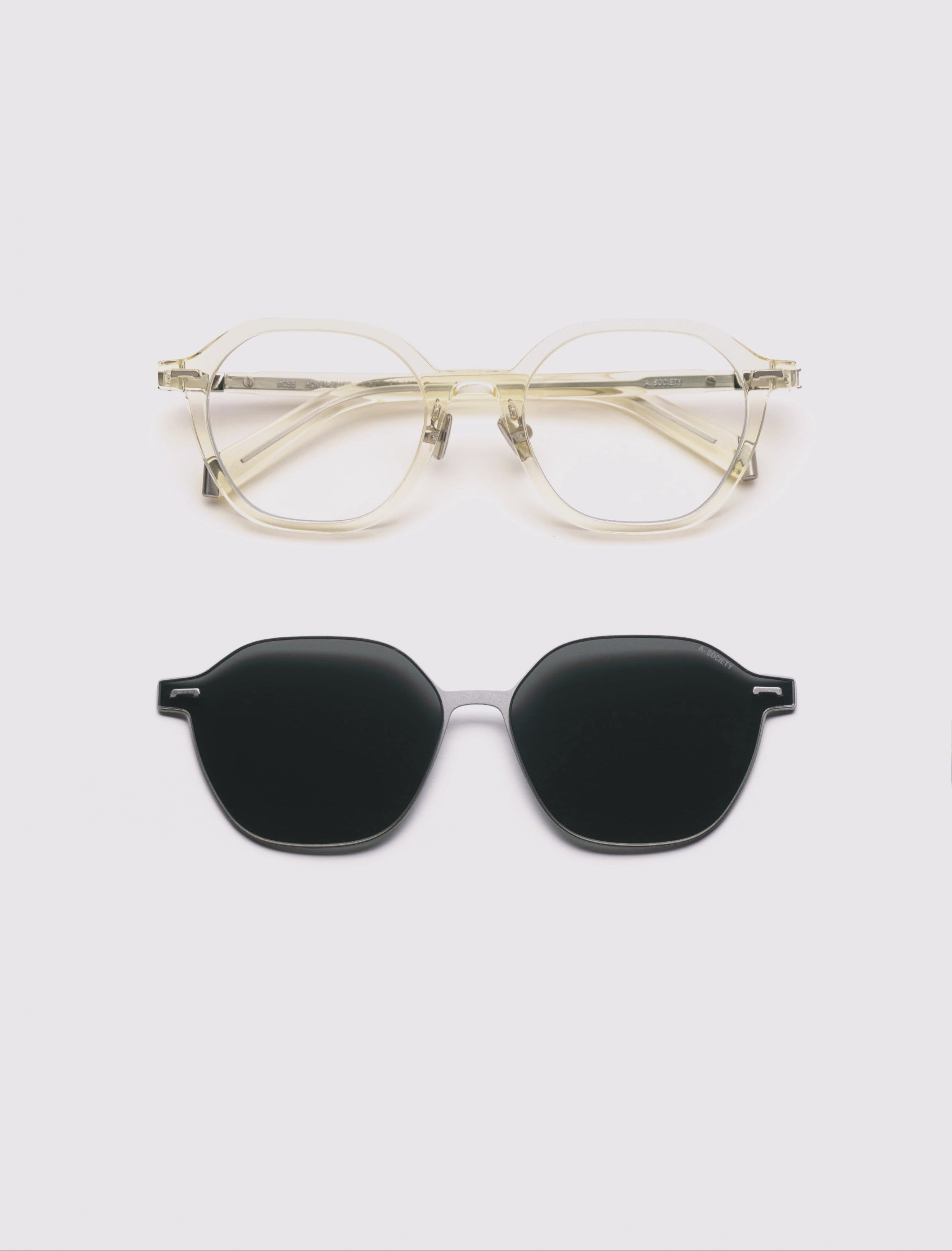 A SOCIETY MOSS CLIPON HONEY SILVER 51 SUNGLASSES