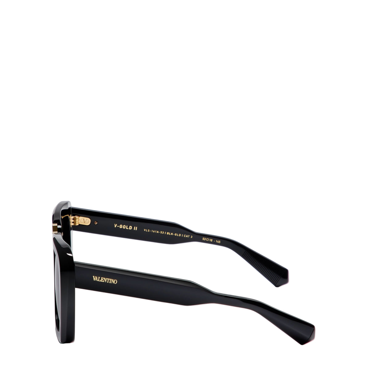 New! Valentino V GOLD || VLS 161A, Black Sunglasses with Gold Detail, Authentic Valentino Vls-180a - black / v-light gold – Mondello 1962 main image 4