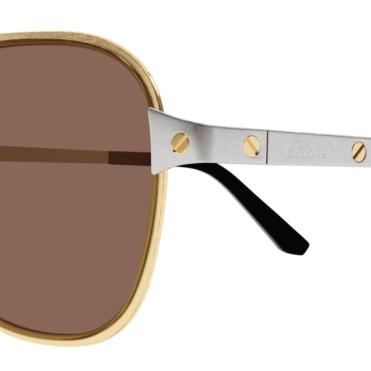 Cartier CT0532S-004 Sunglasses Gold Silver Brown Metal display picture 3