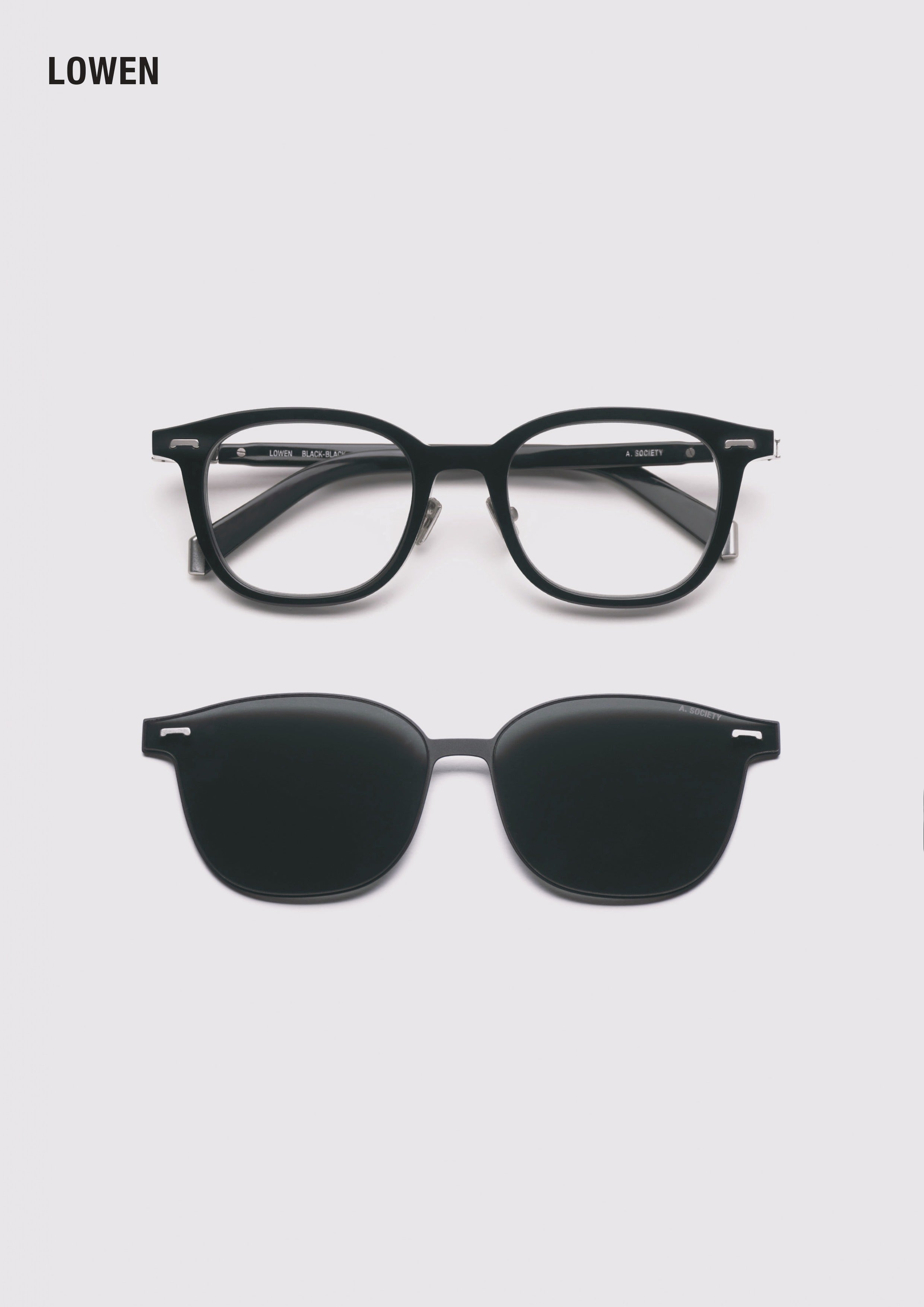 A SOCIETY LOWEN CLIPON BLACK BLACK 49 SUNGLASSES