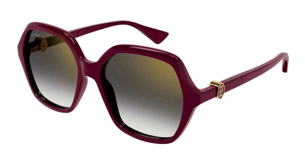 Cartier CT0470S-003 Sunglasses Burgundy Grey Acetate Oversized Cartier - CT0470S-003 - Optic Wise main image 3