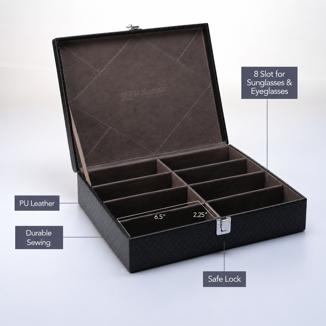 Eyewear 8  Slot Black Organizer Tray