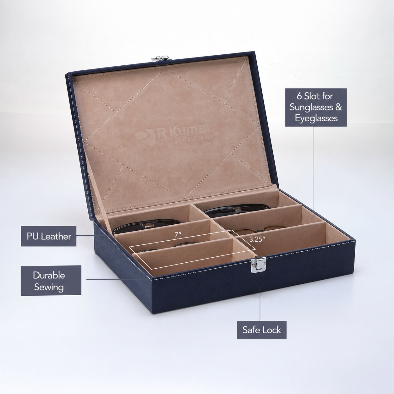Eyewear 6  Slot Blue Organizer Tray