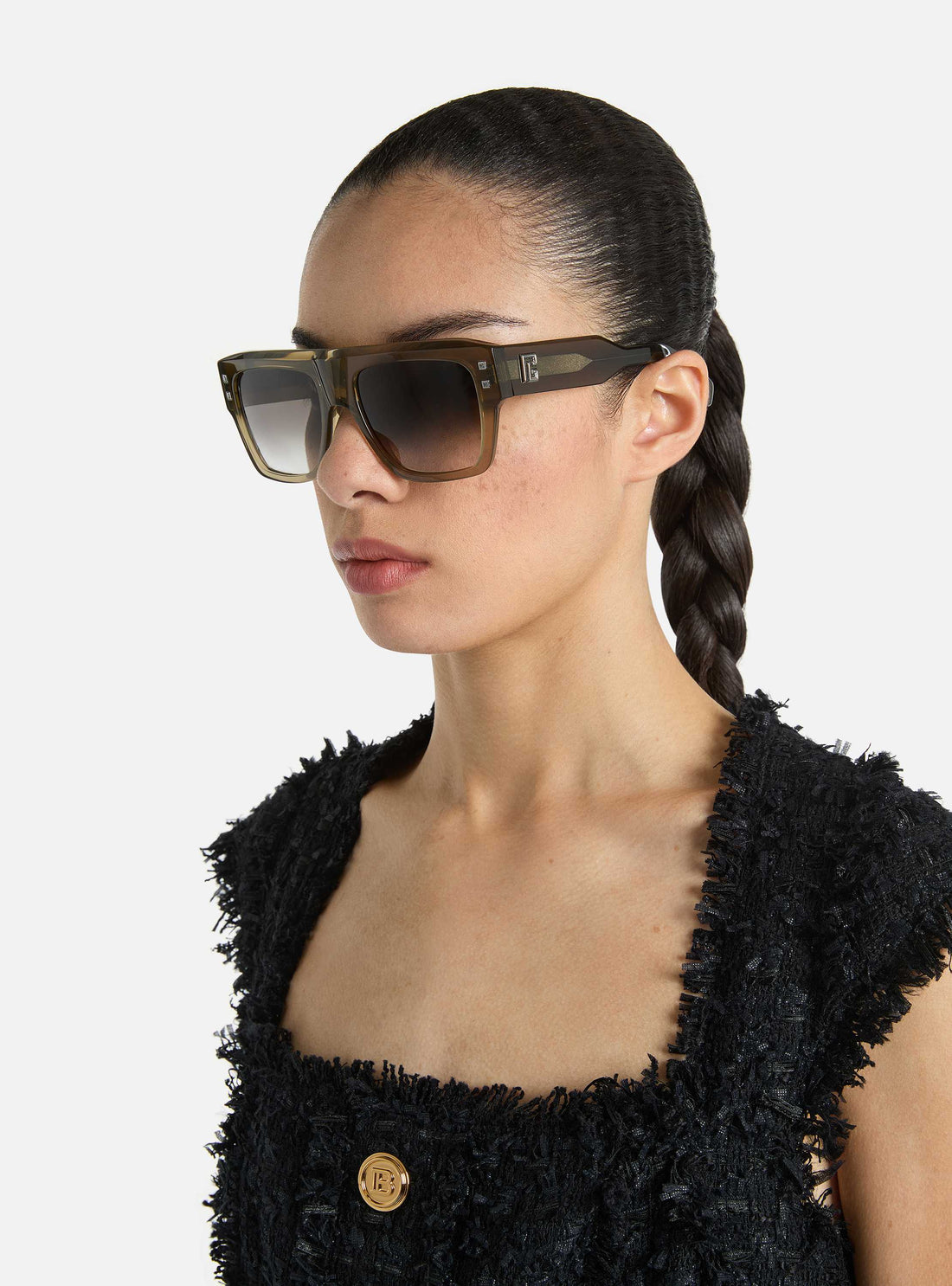 BALMAIN BPS199C B SCENE GRN BLK 56 SUNGLASSES