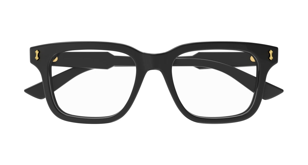 メガネ Gucci GG1265O 004 Luxury Square Horn Frame, Large Gucci Eyeglasses Frames GG1265O 004 Polished Black Gold