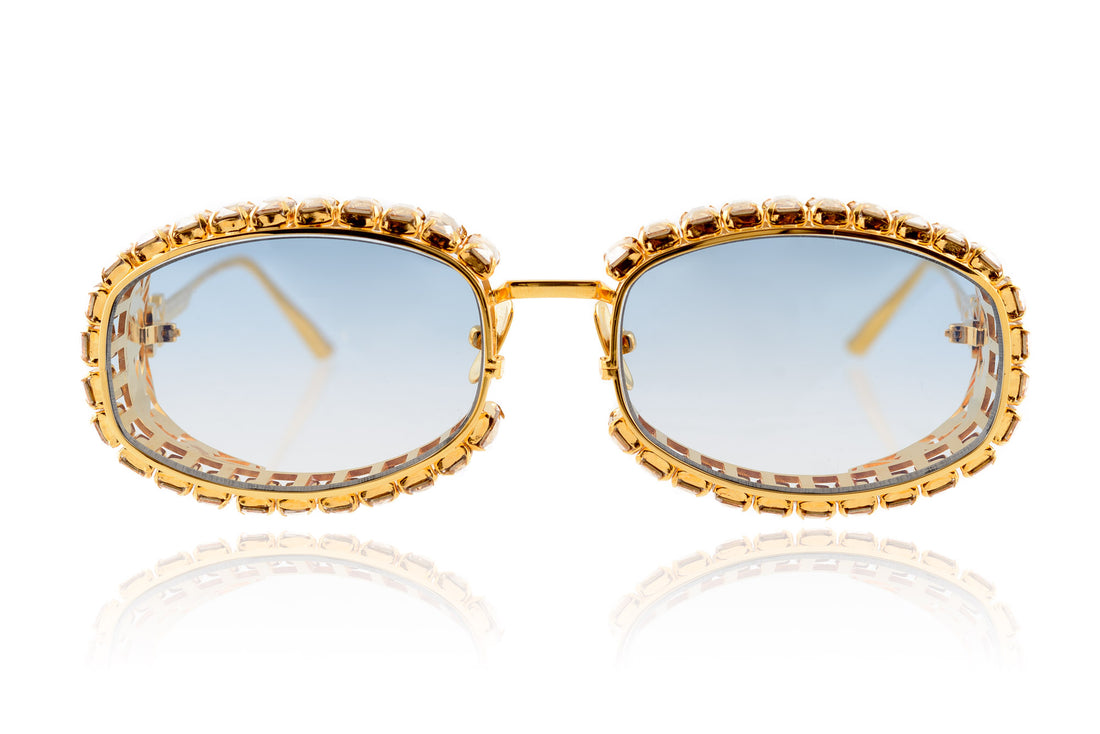 ANNA KARIN BILLION $ BOO GOLD CRYSTAL ICE 58 SUNGLASSES