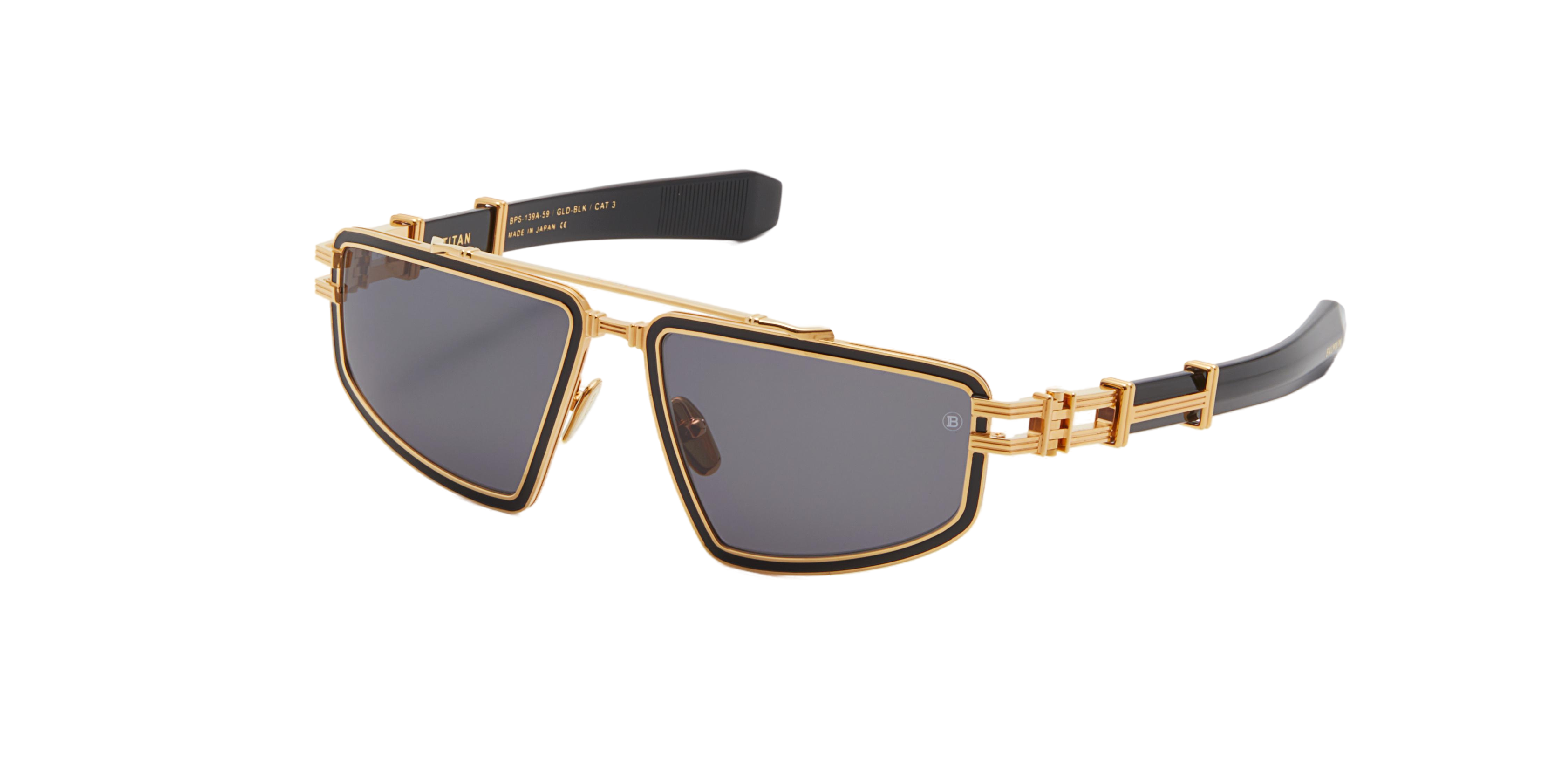 BALMAIN PARIS BPS139A TITAN GLD BLK 59 SUNGLASSES