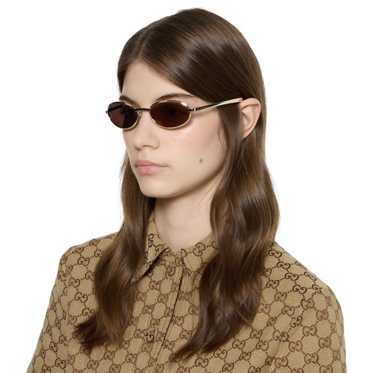 Gucci GG1942S 003 Oval Sunglasses - Gold / Brown Gucci GG1922S 003 Sunglasses Gold/Brown Lenses Oval Shape  main image 3