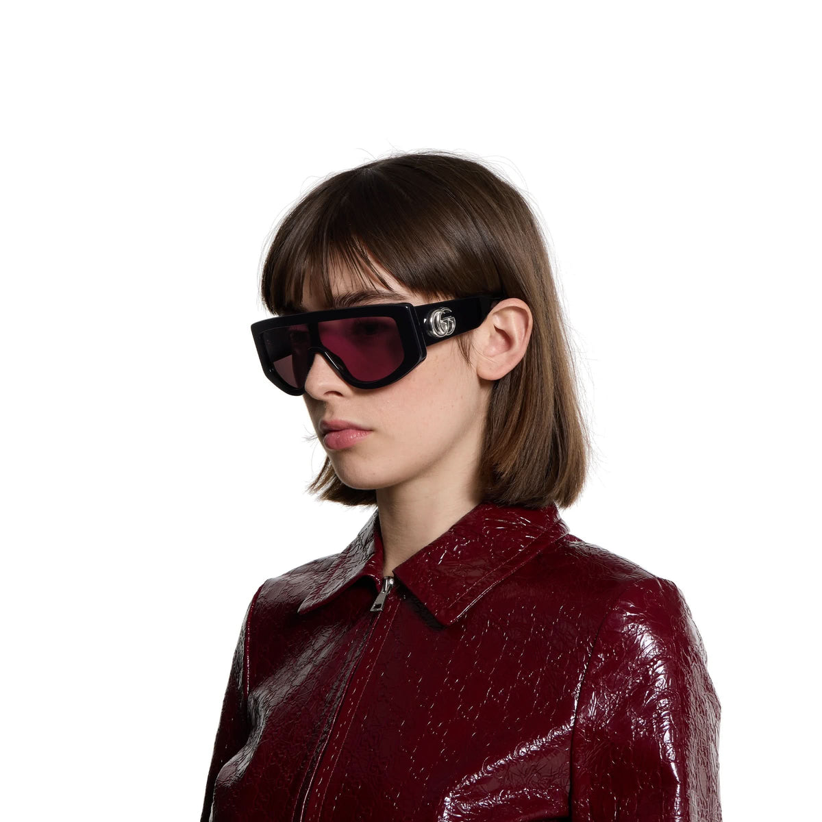 Gucci GG1950S 002 Shield Sunglasses - Shiny Black/Light Red Gucci GG1950S 003 Havana Shield Sunglasses - eye-oo.com main image 3