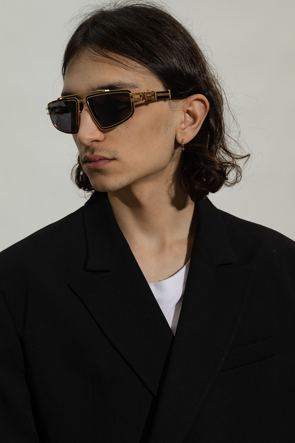 BALMAIN PARIS BPS139A TITAN GLD BLK 59 SUNGLASSES