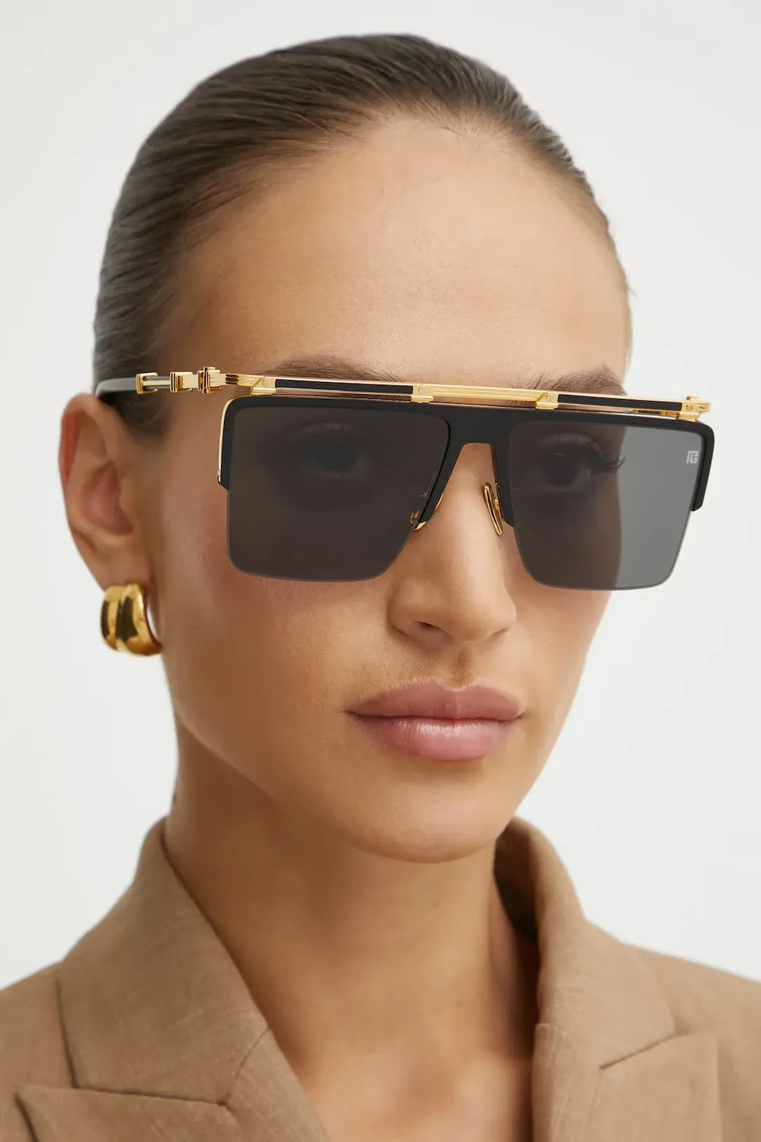 BALMAIN PARIS BPS168A TRIOMPHE BLK GLD 61 SUNGLASSES