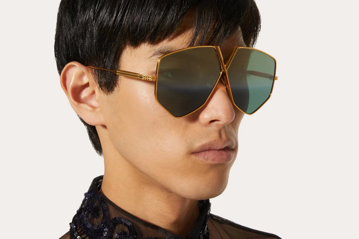 VALENTINO VLS115B V-HEXAGON GLD 64 SUNGLASSES