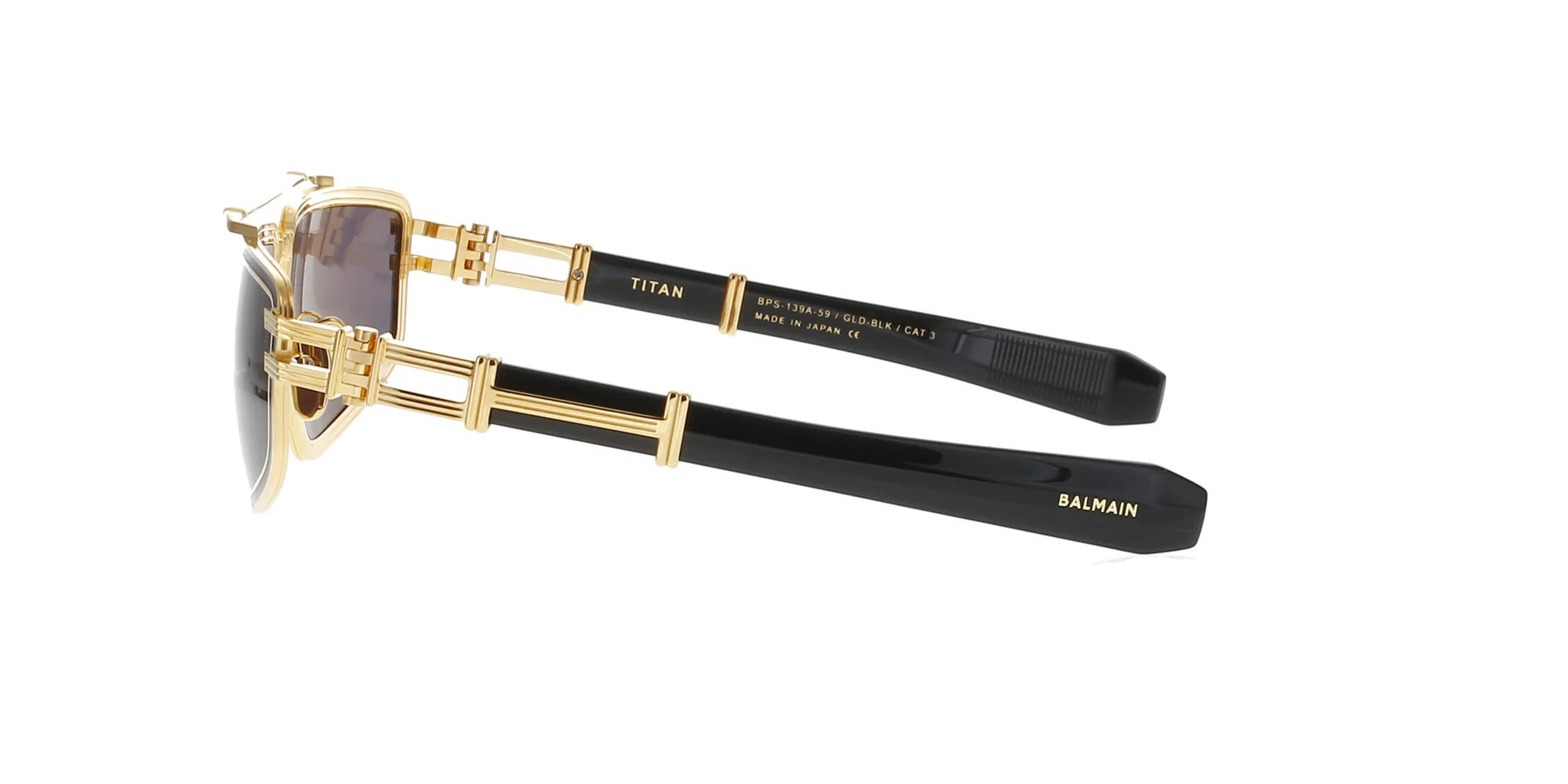 BALMAIN PARIS BPS139A TITAN GLD BLK 59 SUNGLASSES