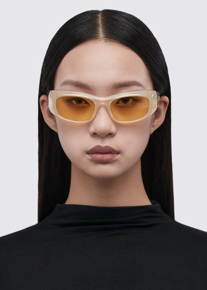 A SOCIETY ARLO YELLOW 55 SUNGLASSES